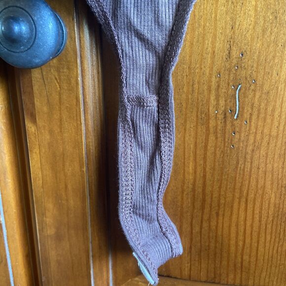 Betro Simone Brown Bodysuit Ribbed Henley Stretch Button-Up Soft Snap Size Small - Picture 6 of 9